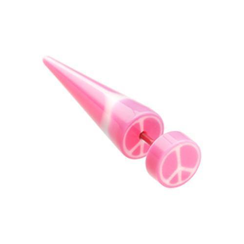 Pink Peace Retro UV Acrylic Fake Taper - 1 Pair