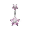 Pink Pearl Bead Flower Sparkle Belly Button Ring
