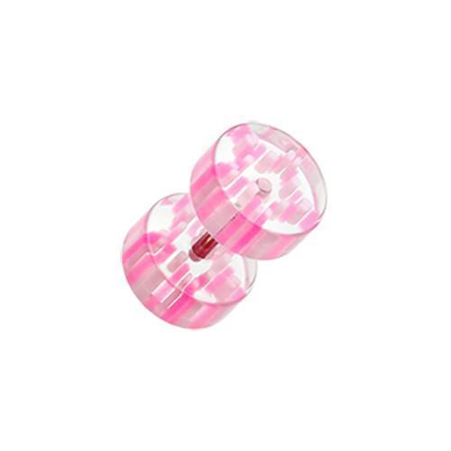 Pink Pin Stripe UV Acrylic Fake Plug - 1 Pair