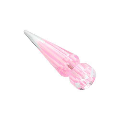 Pink Pin Stripe UV Acrylic Fake Taper - 1 Pair