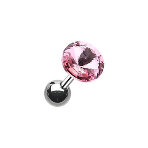 Pink Pointy Faceted Crystal Tragus Cartilage Barbell Earring - 1 Piece