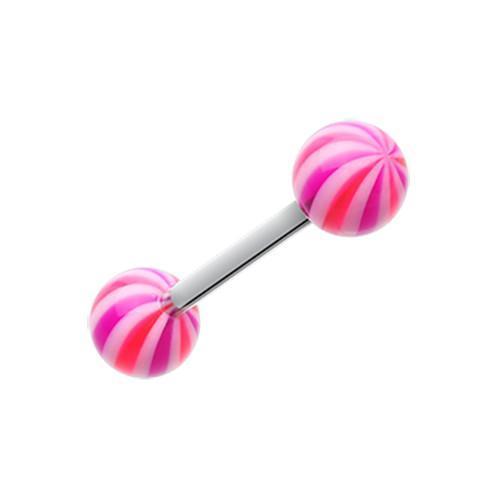 Pink/Purple Candy Swirl Acrylic Top Barbell Tongue Ring