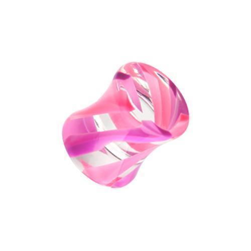Pink/Purple Marble Stripe Acrylic Double Flared Ear Gauge Plug - 1 Pair