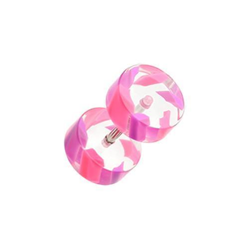 Pink/Purple Two Tone Stripe UV Acrylic Fake Plug - 1 Pair