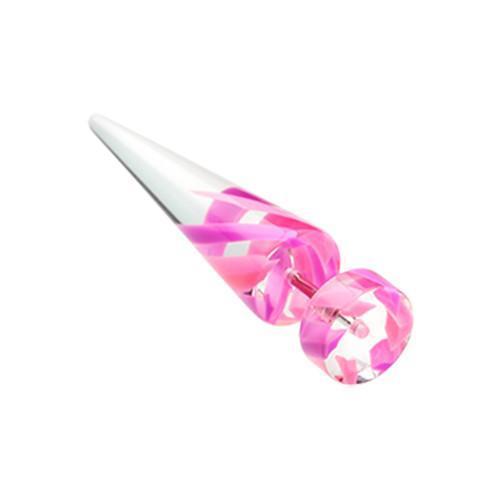 Pink/Purple Two Tone Stripe UV Acrylic Fake Taper - 1 Pair