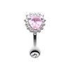 Pink Radiant Heart Reverse Belly Button Ring