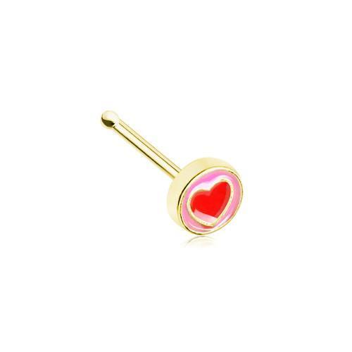Pink/Red Golden Valentine Sailor Heart Nose Stud Ring
