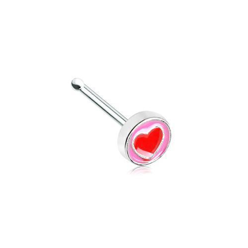 Pink/Red Valentine Sailor Heart Nose Stud Ring