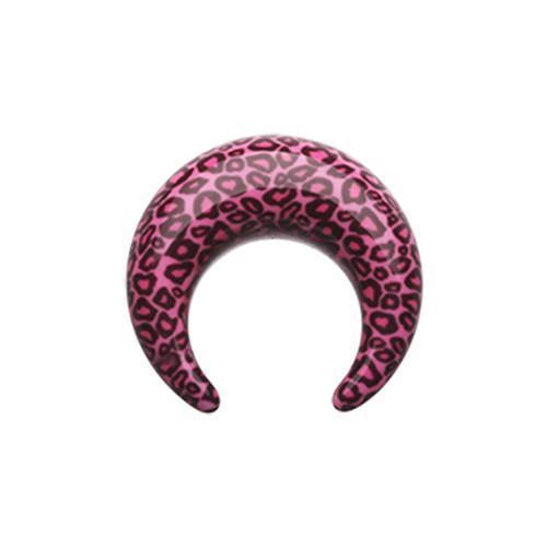 Pink Retro Leopard Pincher Acrylic Ear Gauge Buffalo Taper - 1 Pair