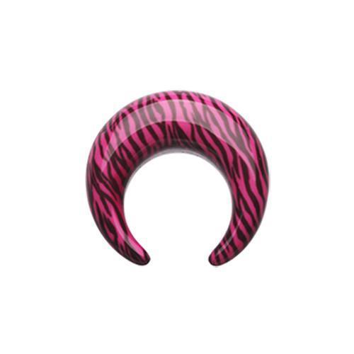 Pink Retro Zebra Stripes Pincher Acrylic Ear Gauge Buffalo Taper - 1 Pair