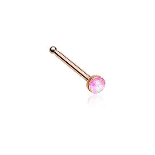 Pink Rose Gold Opal Sparkle Nose Stud Ring