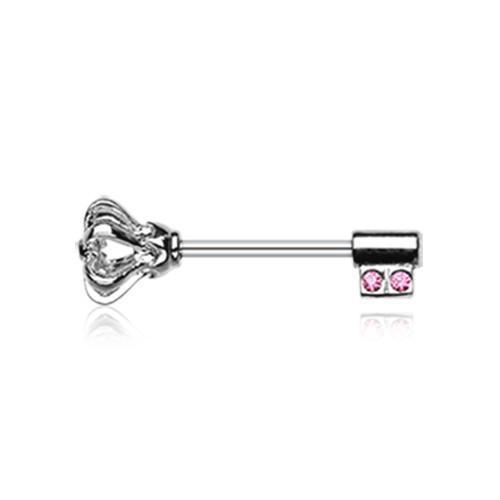 Pink Royal Crown Key Nipple Barbell Ring - 1 Piece