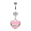 Pink Silver Juicy heart Belly Button Ring