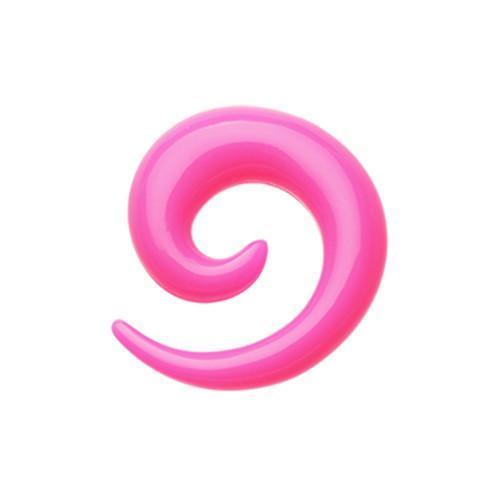 Pink Solid Acrylic Ear Gauge Spiral Hanging Taper - 1 Pair