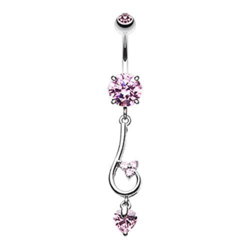 Pink Sparkle Curl Belly Button Ring