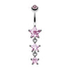 Pink Sparkling Star Drop Belly Button Ring