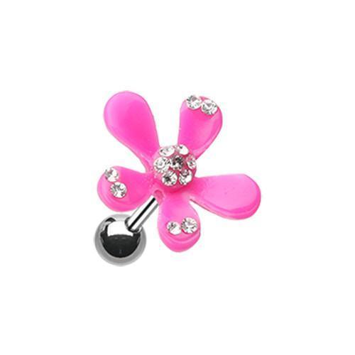 Pink Spring Flower Bloom Tragus Cartilage Barbell Earring - 1 Piece