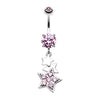 Pink Star Dazzle Belly Button Ring
