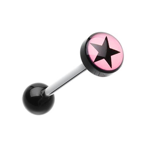 Pink Star Eri Logo Acrylic Barbell Tongue Ring