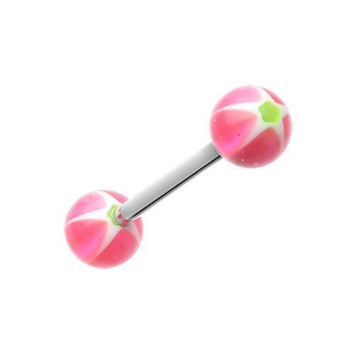 Pink Star Punch Acrylic Top Barbell Tongue Ring