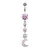 Pink Stars to the Moon Belly Button Ring