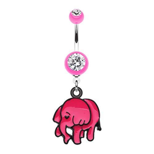 Pink Super Cute Elephant Belly Button Ring