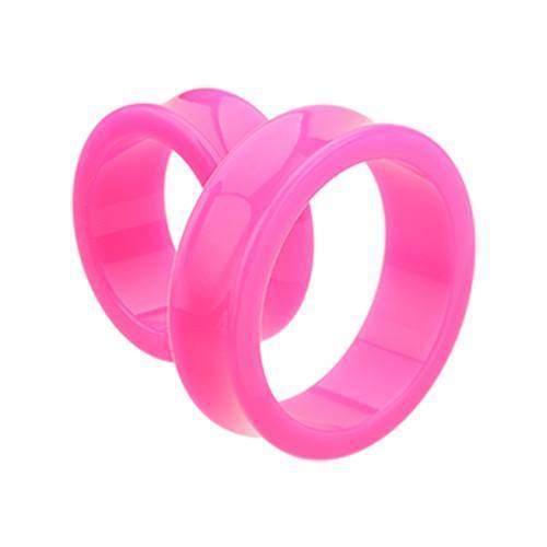 Pink Supersize Neon Acrylic Double Flared Ear Gauge Tunnel Plug - 1 Pair