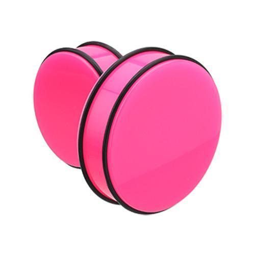 Pink Supersize Neon Acrylic No Flare Ear Gauge Plug - 1 Pair