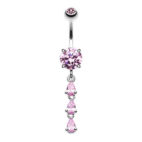 Pink Sweet Cascading Gems Belly Button Ring
