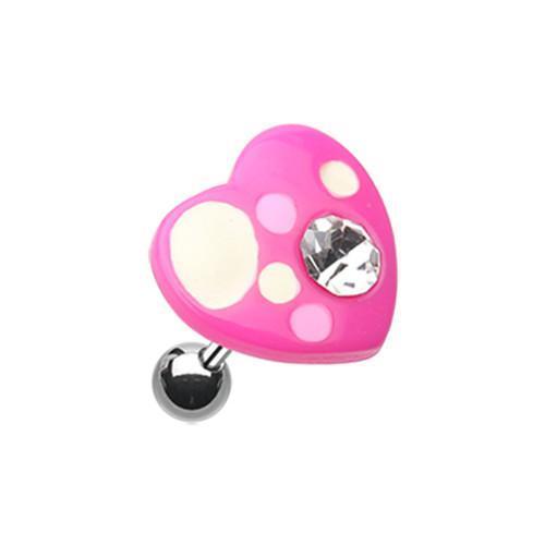 Pink Sweet Heart Tragus Cartilage Barbell Earring - 1 Piece