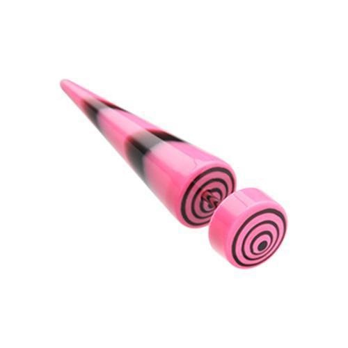 Pink Swirl Circles Solid Acrylic Fake Taper - 1 Pair