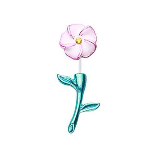 Pink/Teal Vibrant Plumeria Fake Taper Earring - 1 Pair