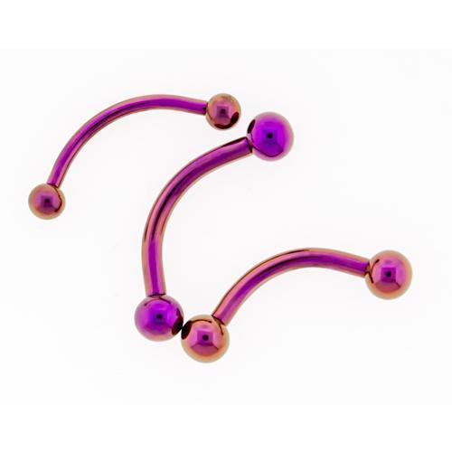 Pink Titanium Hand Polished Curved Barbell Internally Threaded
