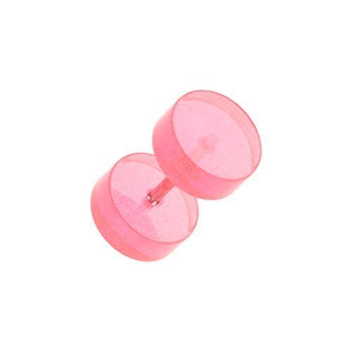 Pink Translucent Acrylic Fake Plug - 1 Pair