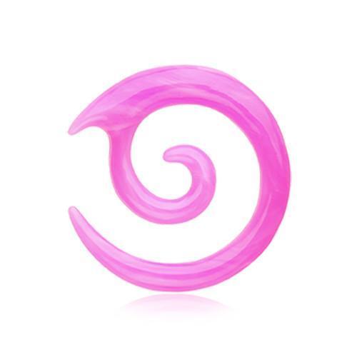 Tapers - Hanging Pink Twirl Fang Spiral Acrylic Ear Gauge Spiral Hanging Taper - 1 Pair -Rebel Bod-RebelBod