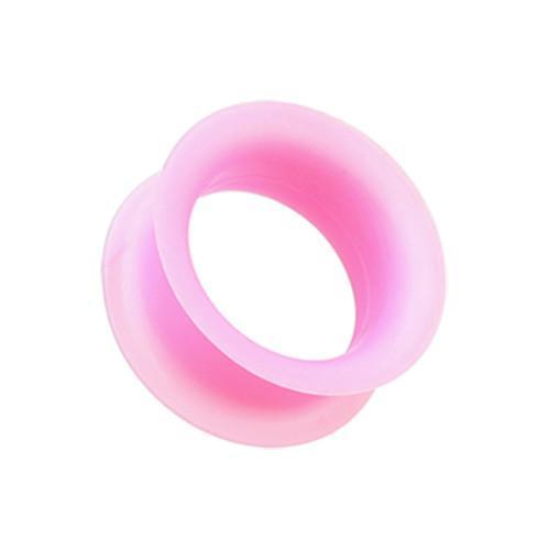 Pink Ultra Thin Flexible Silicone Ear Skin Double Flared Tunnel Plug - 1 Pair