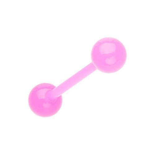 Pink UV Acrylic Flexible Shaft Barbell Tongue Ring