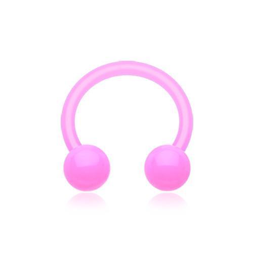 Pink UV Acrylic Flexible Shaft Horseshoe Circular Barbell