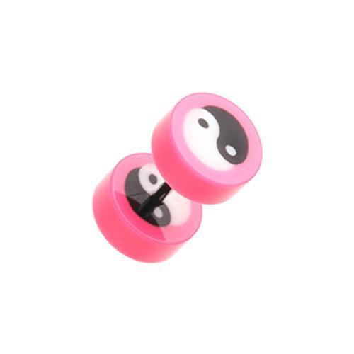 Pink Ying Yang Retro UV Acrylic Fake Plug - 1 Pair