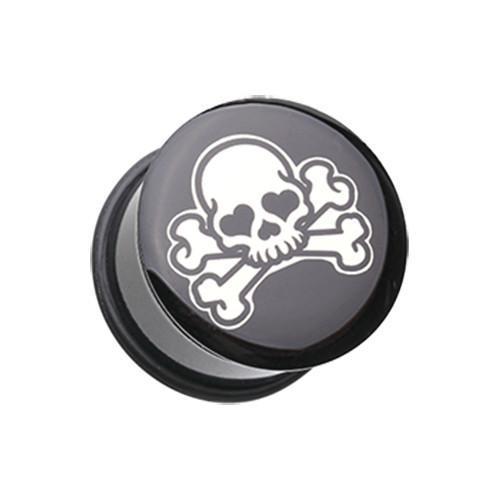 Pirate Emo Skull Single Flared Ear Gauge Plug - 1 Pair