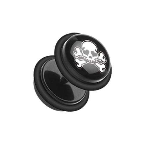 Pirate Skull Acrylic Fake Plug w/ O-Rings - 1 Pair