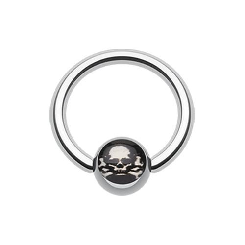 Pirate Skull Logo Ball Captive Bead Ring