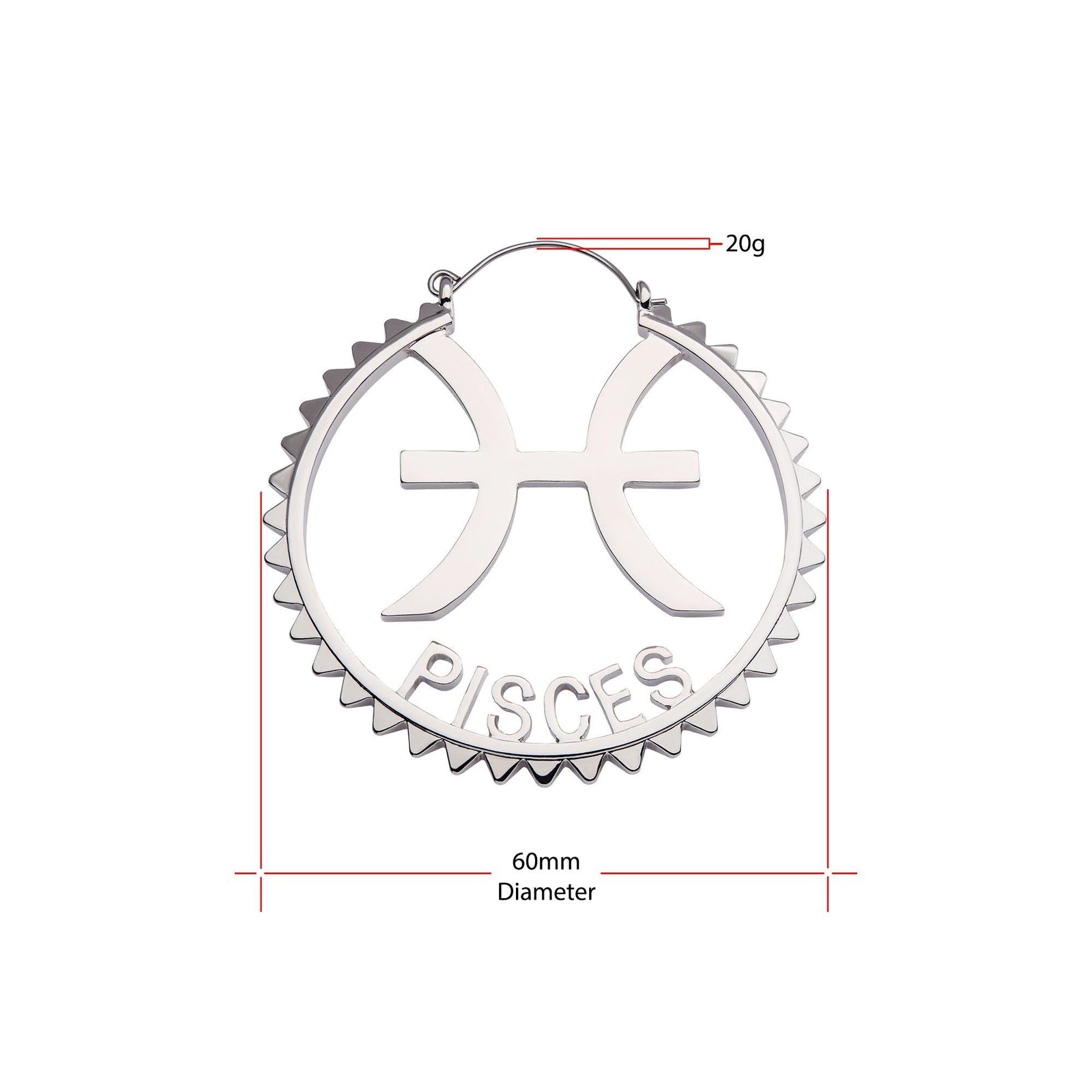 Pisces Zodiac Sign Plug Hoops -Rebel Bod-RebelBod