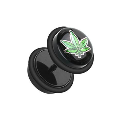 Pot Leaf Acrylic Fake Plug w/ O-Rings - 1 Pair