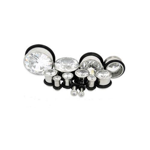 Pressed Set Single Flare Plug Clear Gem Big Bling - 1 Piece #SPLT#2