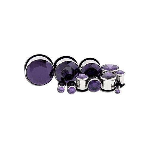 Pressed Set Single Flare Plug Tanzanite Gem Big Bling - 1 Piece #SPLT#2