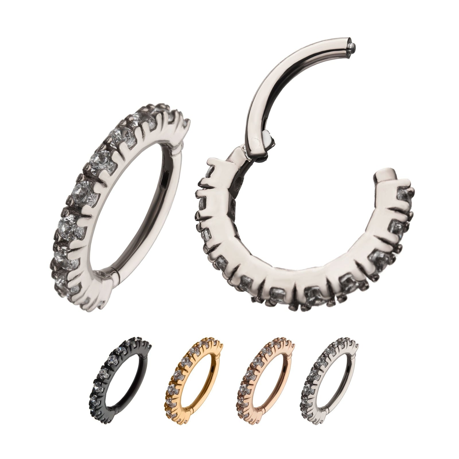 SEAMLESS CLICKER Prong Set 11-Clear CZ Gem Hinged Segment rings -Rebel Bod-RebelBod