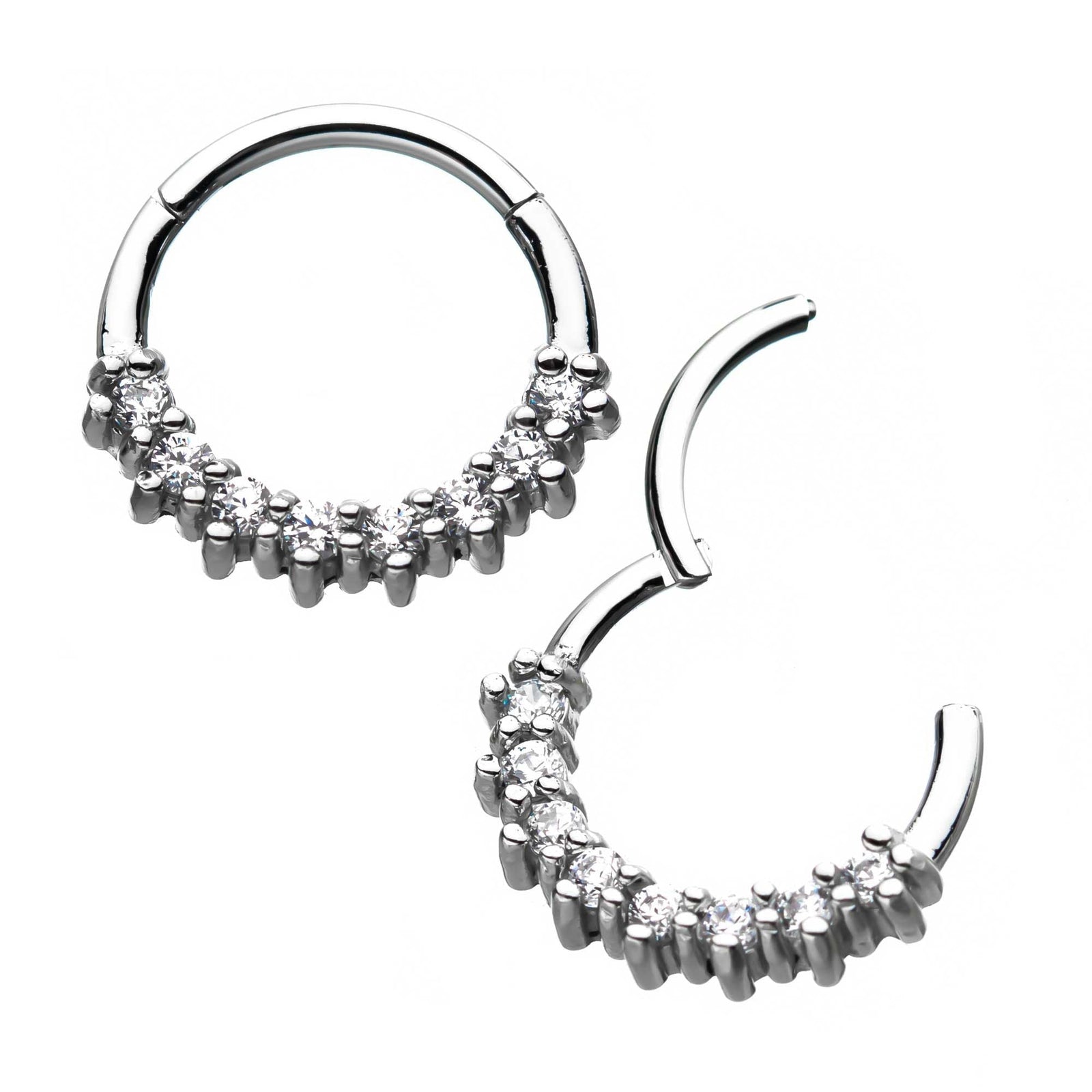 TBD-Cartilage Jewelry Prong Set 8 Clear CZ Gem Hinged Segment rings -Rebel Bod-RebelBod