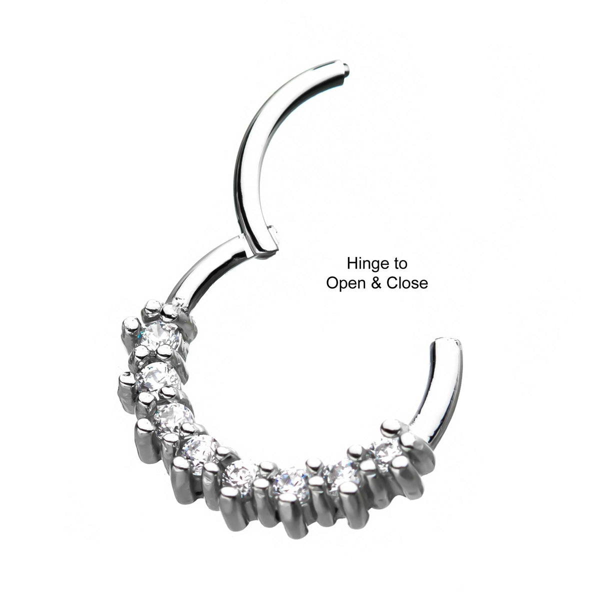 TBD-Cartilage Jewelry Prong Set 8 Clear CZ Gem Hinged Segment rings -Rebel Bod-RebelBod