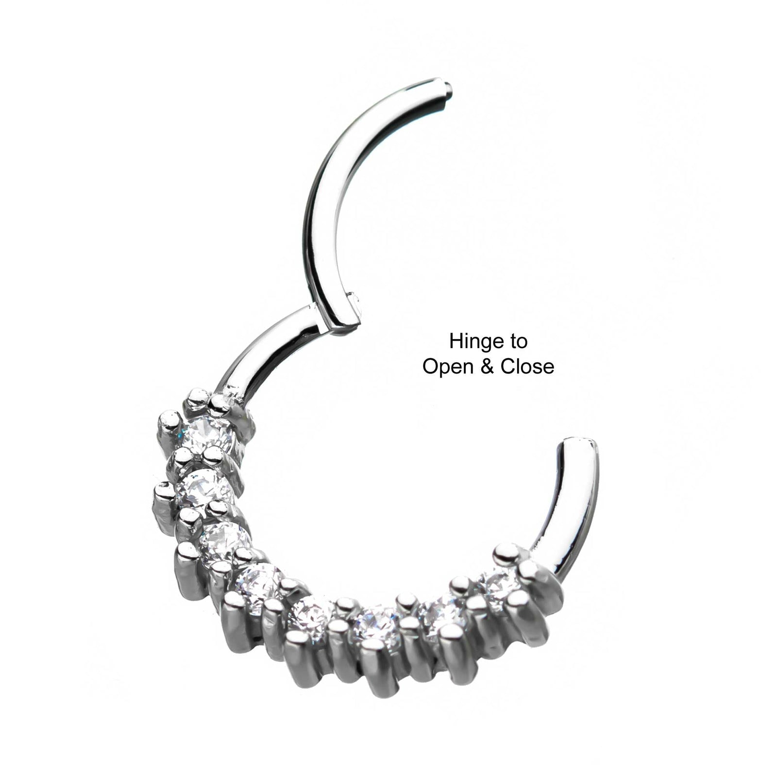 TBD-Cartilage Jewelry Prong Set 8 Clear CZ Gem Hinged Segment rings -Rebel Bod-RebelBod